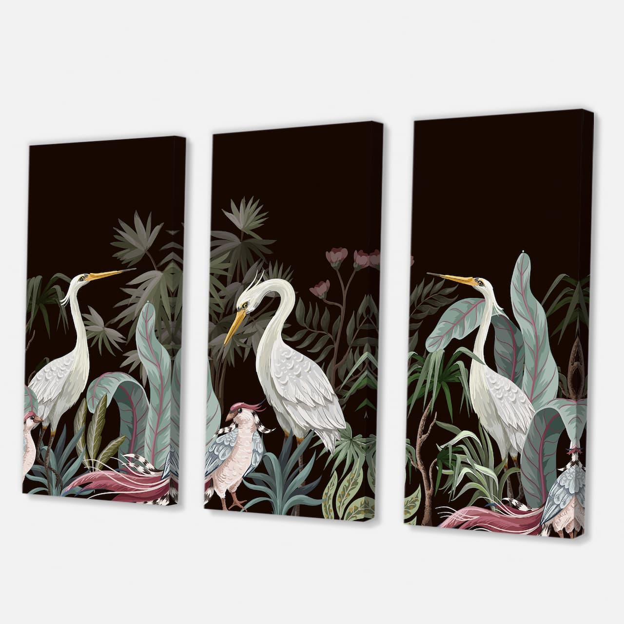 Designart - Chinoiserie With Birds and Peonies III - Traditional Canvas Wall Art Print